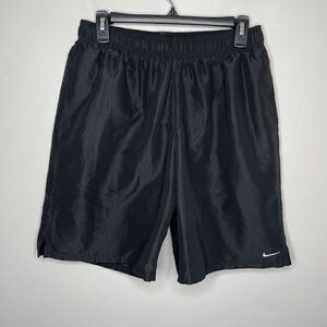 NIKE Swim Trunks Mens Large L Black Volley Shorts Lined Elastic Waist Pockets
